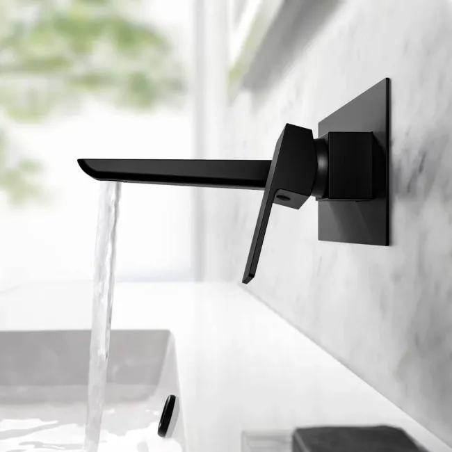Ribble Matt Black Wall Mounted Basin Mixer Tap