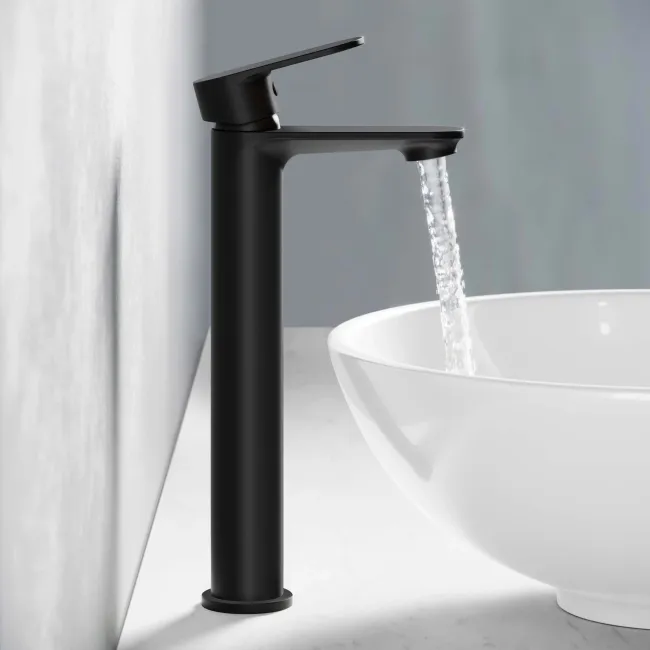 Avill Matt Black High Rise Basin Mixer Tap