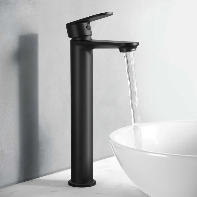 Avill Matt Black High Rise Basin Mixer Tap