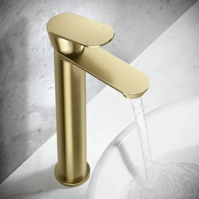Avill Brushed Brass High Rise Basin Mixer Tap
