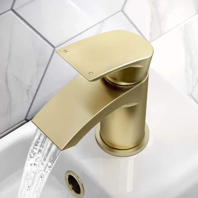 Spey Brushed Brass Cloakroom Basin Mixer Tap