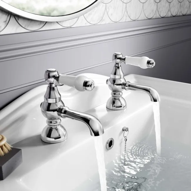 Beauly Traditional Chrome Hot & Cold Basin Taps