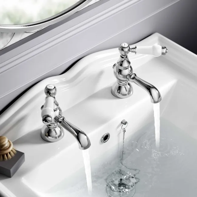 Beauly Traditional Chrome Hot & Cold Basin Taps