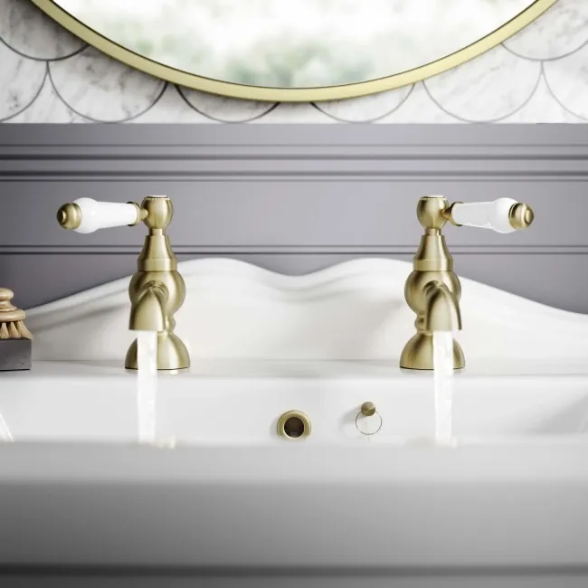 Beauly Traditional Brushed Brass Hot & Cold Basin Taps