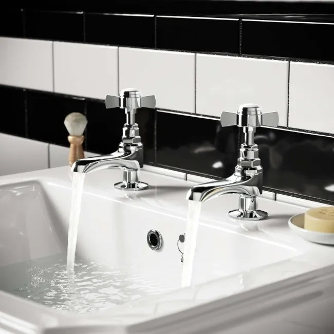 Nairn Traditional Chrome Hot & Cold Basin Taps