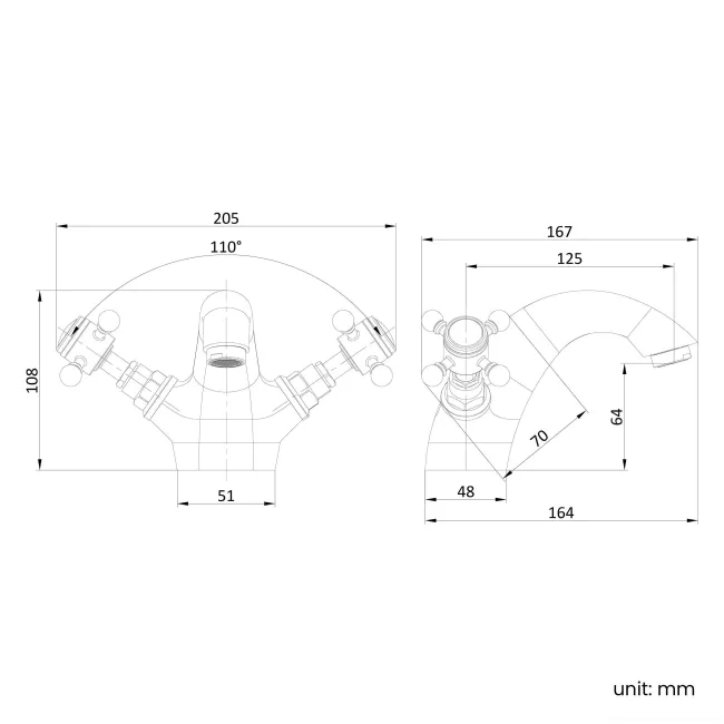 Tweed Traditional Brushed Brass Basin Mixer Tap