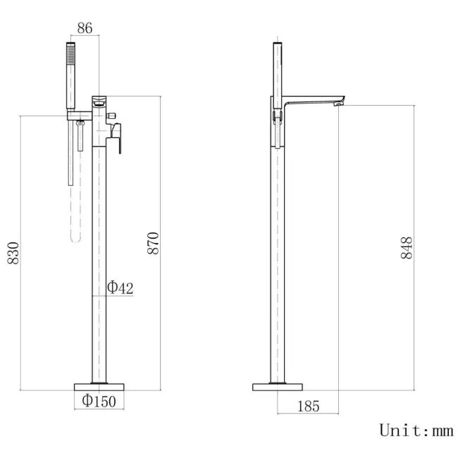 Soar Matt Black Freestanding Bath Shower Mixer Tap