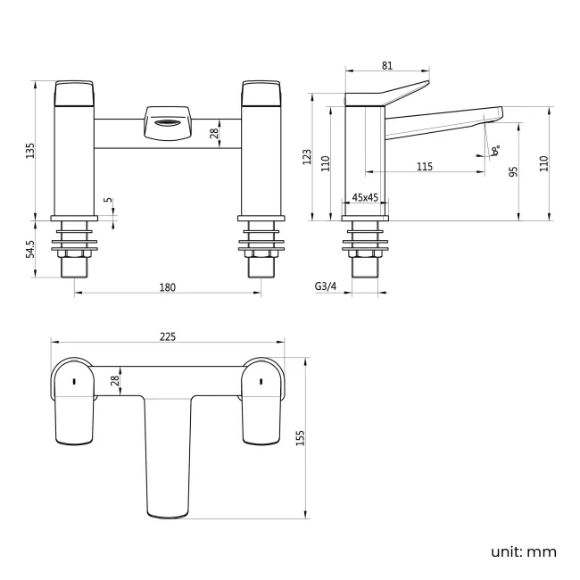 Aire Matt Black Bath Filler