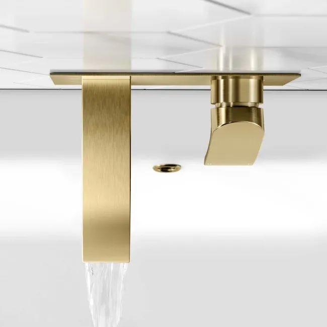 Severn Brushed Brass Wall Mounted Basin Mixer Tap