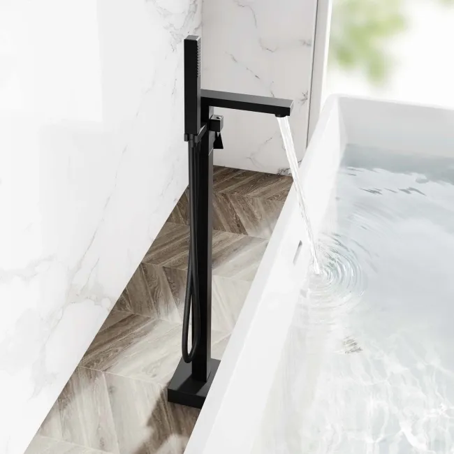 Tamar Matt Black Freestanding Bath Shower Mixer Tap