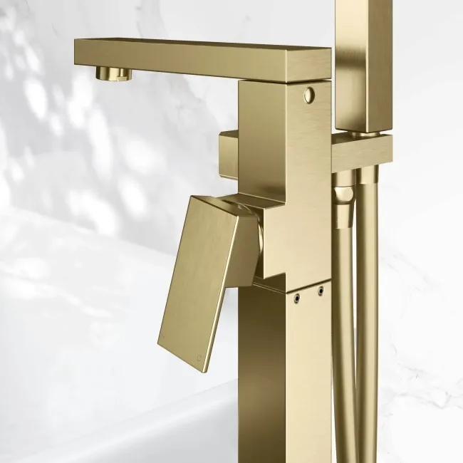 Tamar Brushed Brass Freestanding Bath Shower Mixer Tap