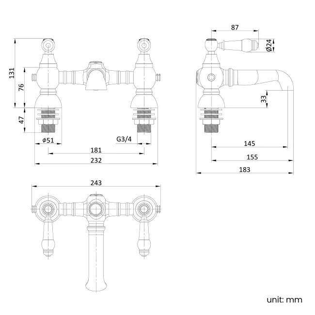 Beauly Traditional Chrome Bath Filler