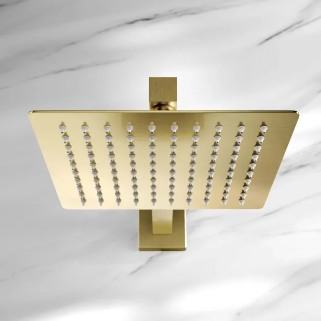 Galway Premium Brushed Brass Square Thermostatic Shower Set - 200mm Head & Hand Shower