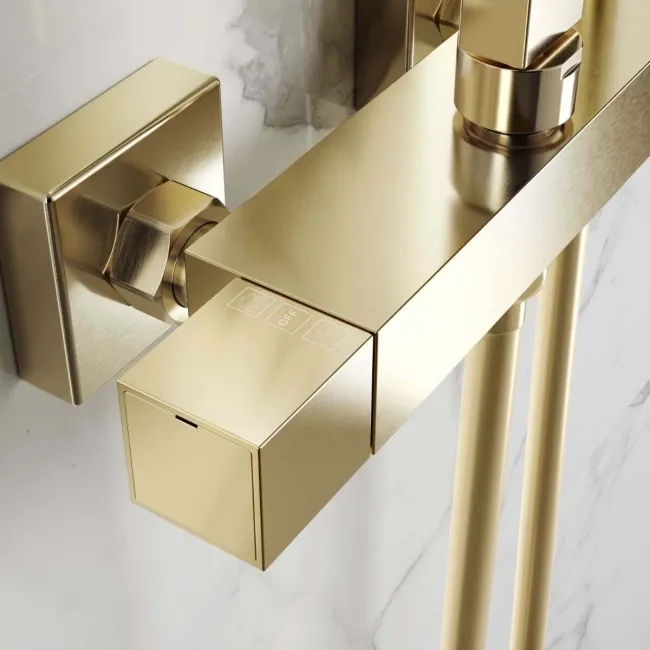 Galway Premium Brushed Brass Square Thermostatic Shower Set