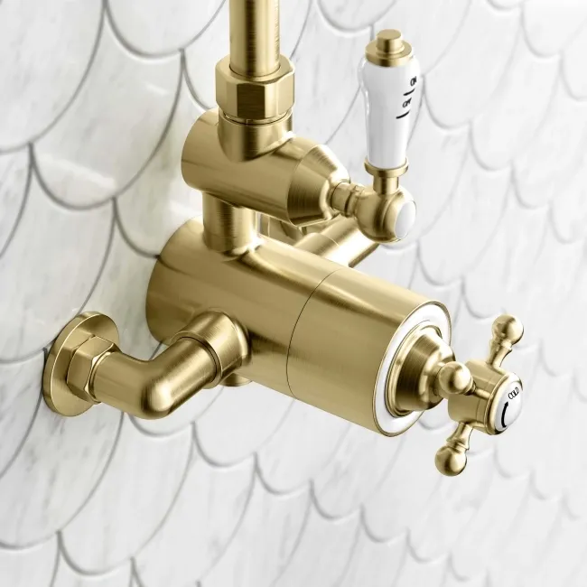 Shannon Brushed Brass Traditional Thermostatic Shower Set