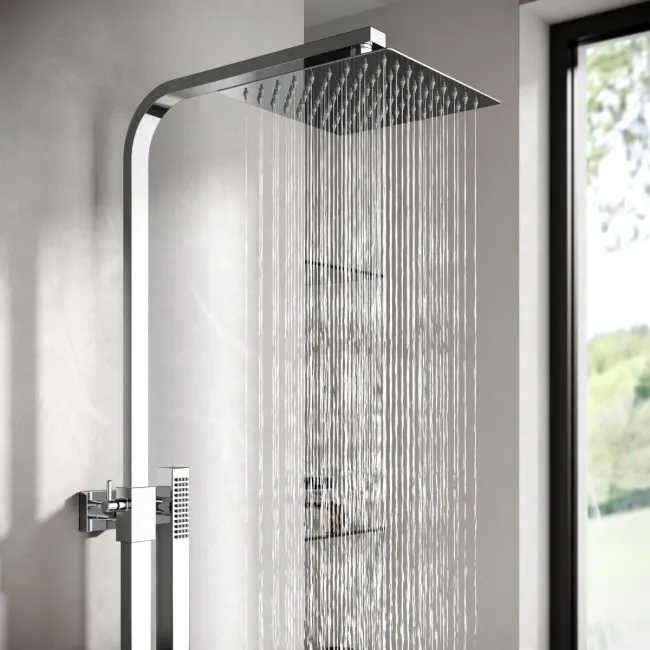Skye Square Chrome Thermostatic Bath Filler Shower Set