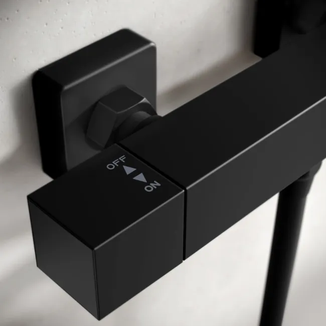 Cork Matt Black Square Thermostatic Bar Shower Set