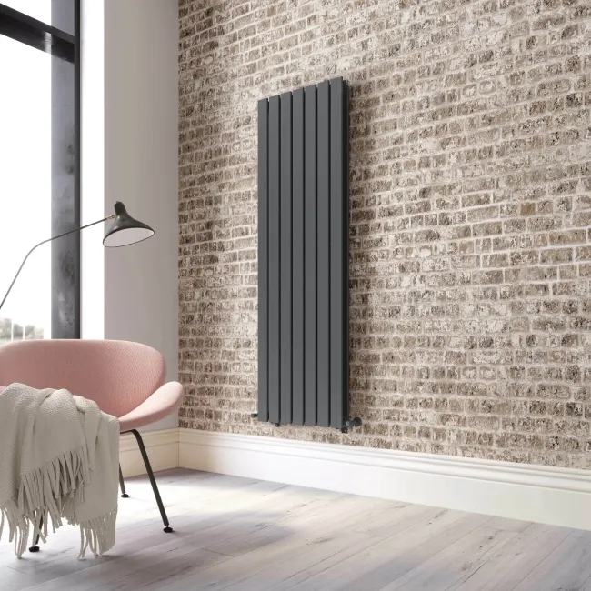 Faro Anthracite Double Flat Panel Vertical Radiator 1600x490mm