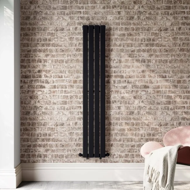 Faro Matt Black Single Flat Panel Vertical Radiator 1600x280mm
