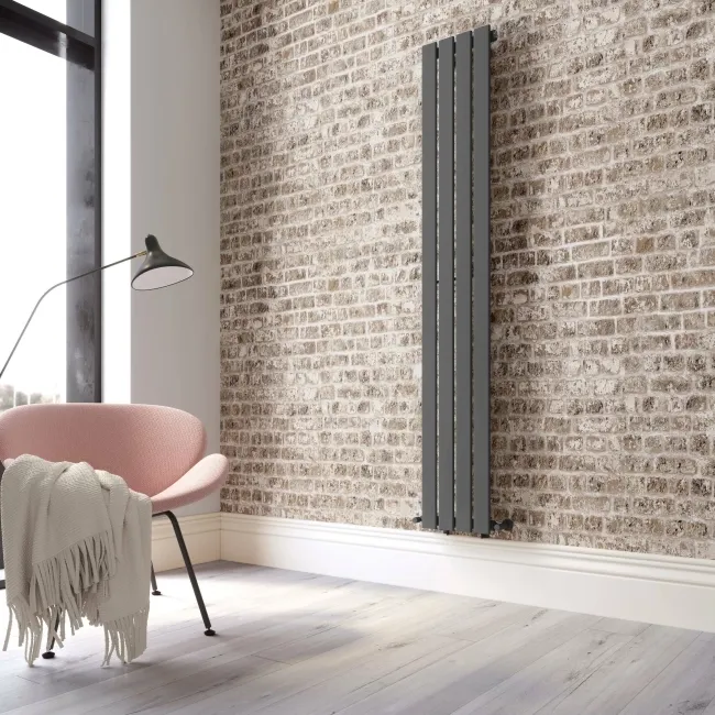 Faro Anthracite Single Flat Panel Vertical Radiator 1800x280mm