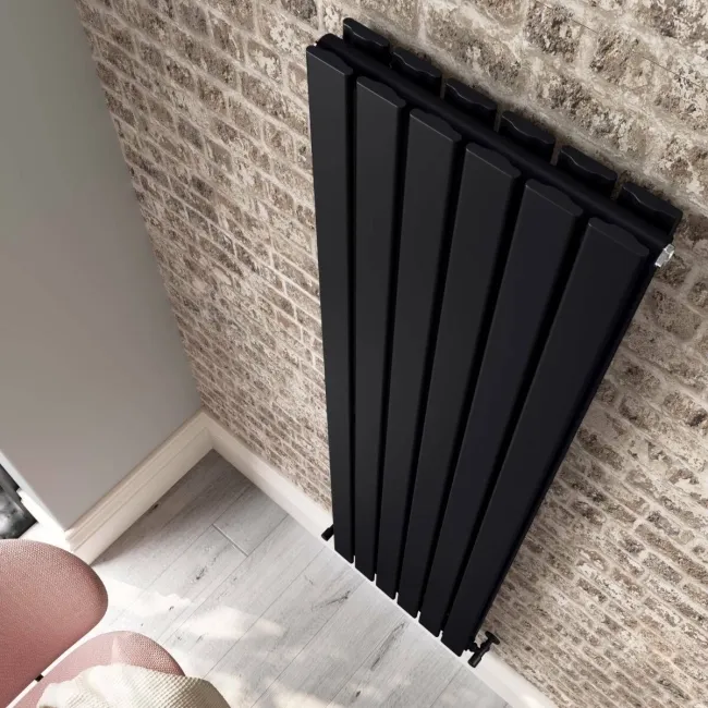 Faro Matt Black Double Flat Panel Vertical Radiator 1800x420mm