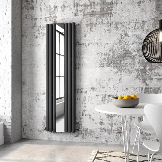 Marseille Anthracite Double Vertical Mirror Radiator 1800x500mm