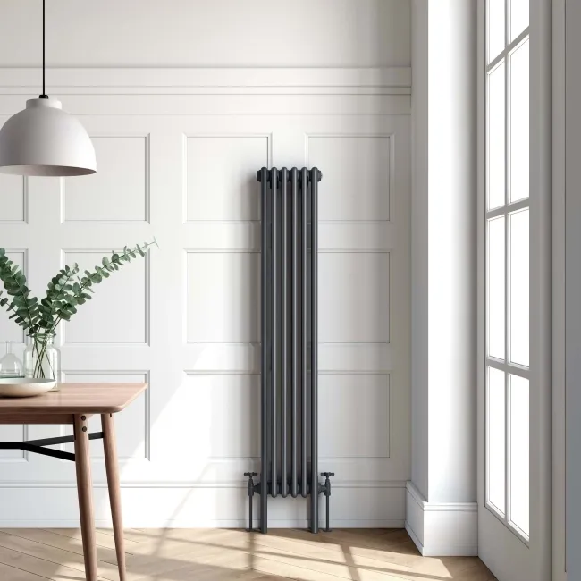 Athens Anthracite Triple Column Vertical Traditional Radiator 1500x290mm