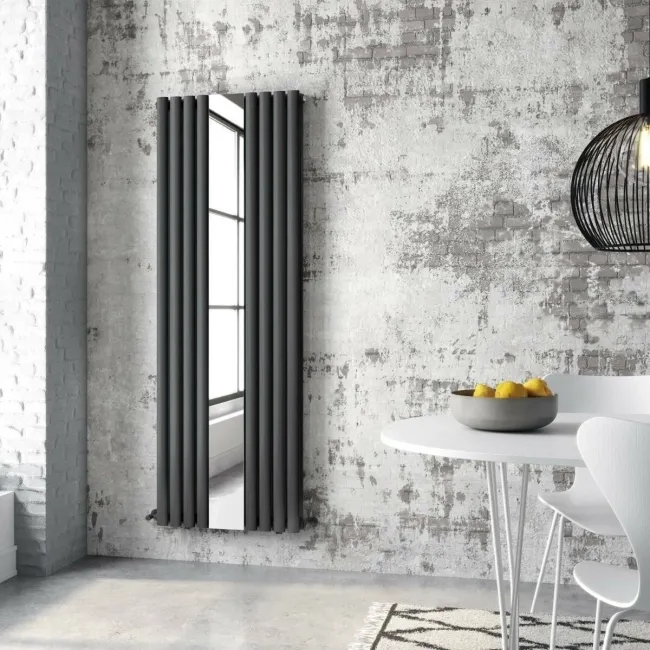 Marseille Anthracite Double Vertical Mirror Radiator 1800x620mm