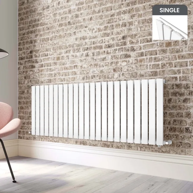 Faro White Single Flat Panel Horizontal Radiator 600x1610mm