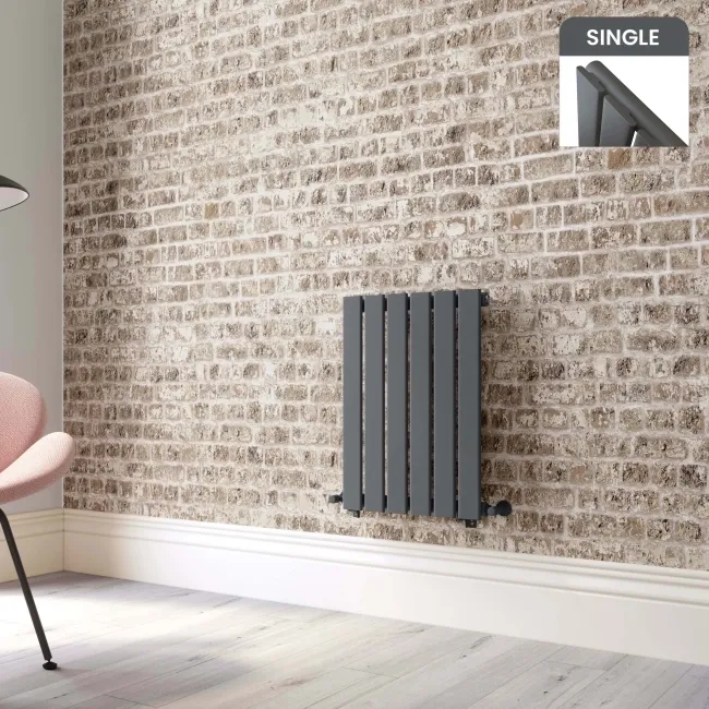 Faro Anthracite Single Flat Panel Horizontal Radiator 600x420mm