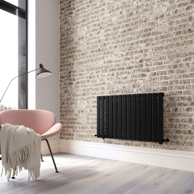Faro Matt Black Single Flat Panel Horizontal Radiator 600x980mm