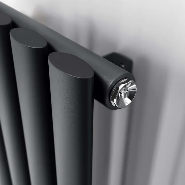 Marbella Anthracite Single Oval Panel Radiator 600x600mm