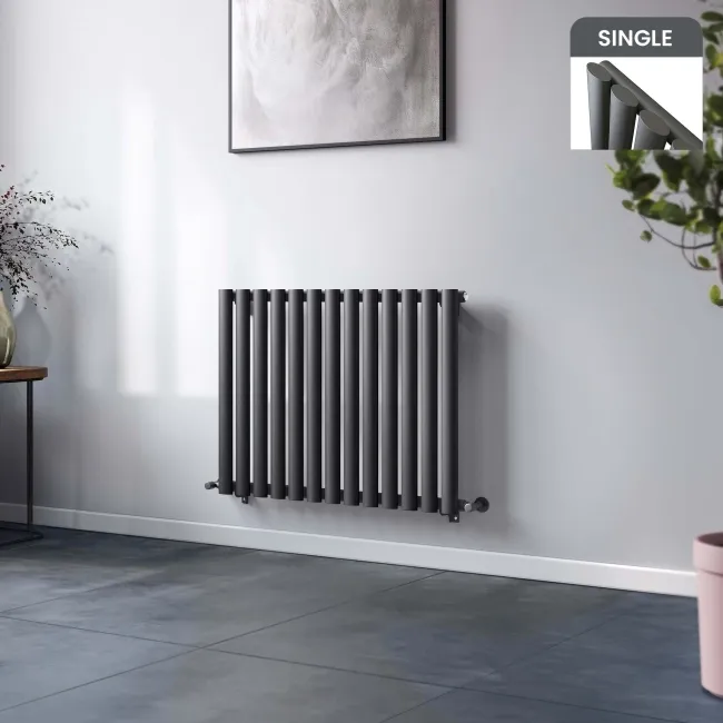 Marbella Anthracite Single Oval Panel Radiator 600x780mm