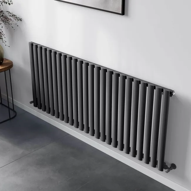 Marbella Anthracite Single Oval Panel Radiator 600x1440mm