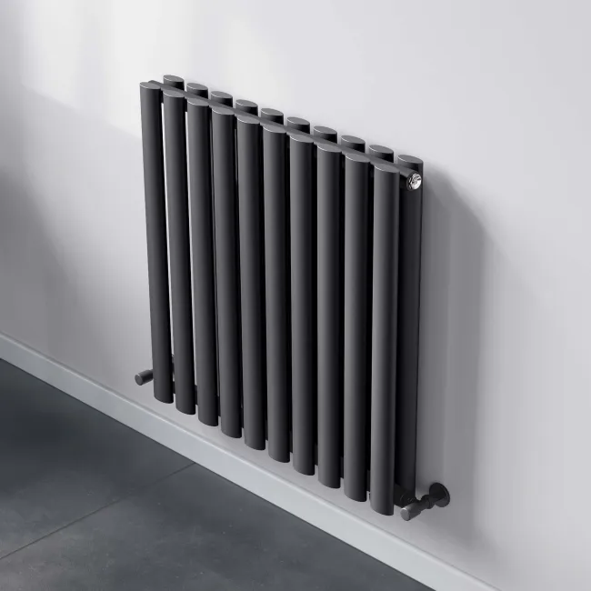 Marbella Anthracite Double Oval Panel Radiator 600x600mm