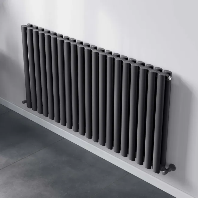 Marbella Anthracite Double Oval Panel Radiator 600x1200mm