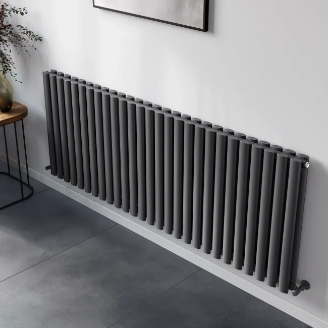 Marbella Anthracite Double Oval Panel Radiator 600x1620mm