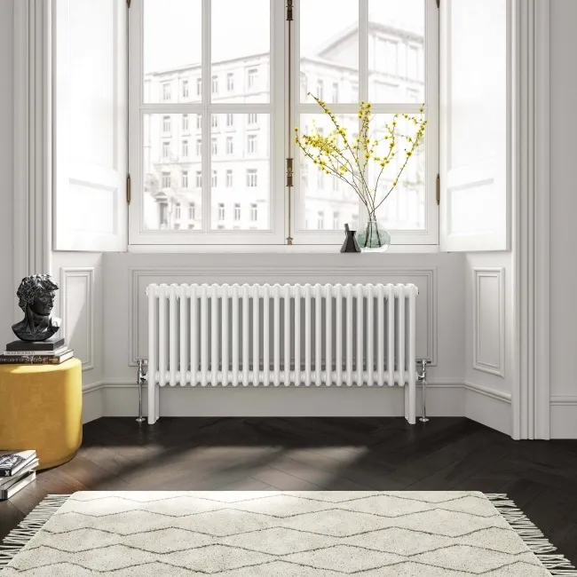 Athens White Triple Column Horizontal Traditional Radiator 450x1190mm