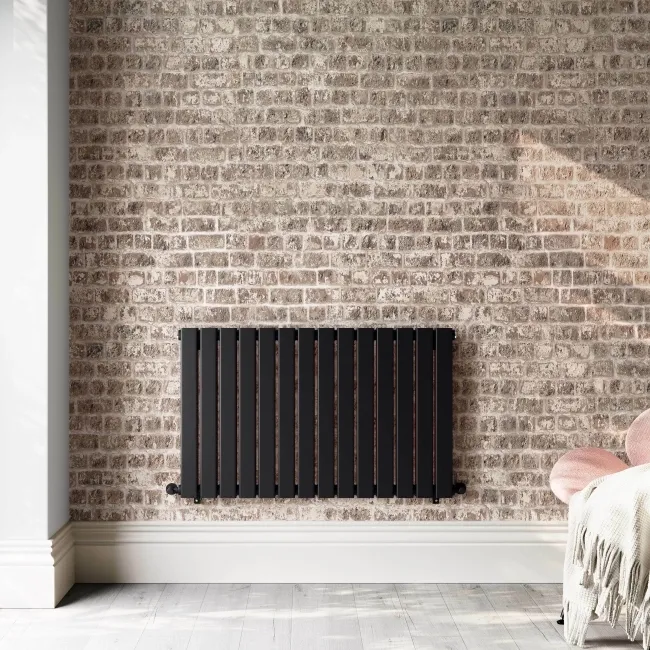Faro Matt Black Double Flat Panel Horizontal Radiator 600x980mm