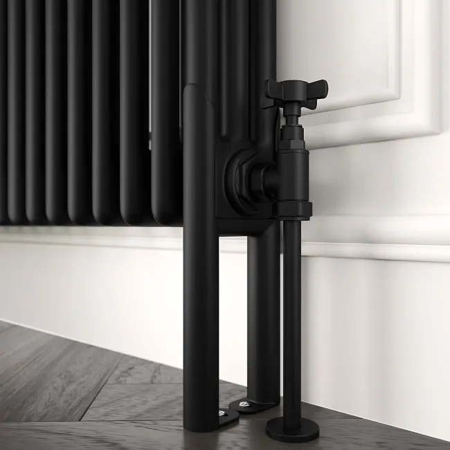 Athens Matt Black Triple Column Horizontal Traditional Radiator 450x1415mm