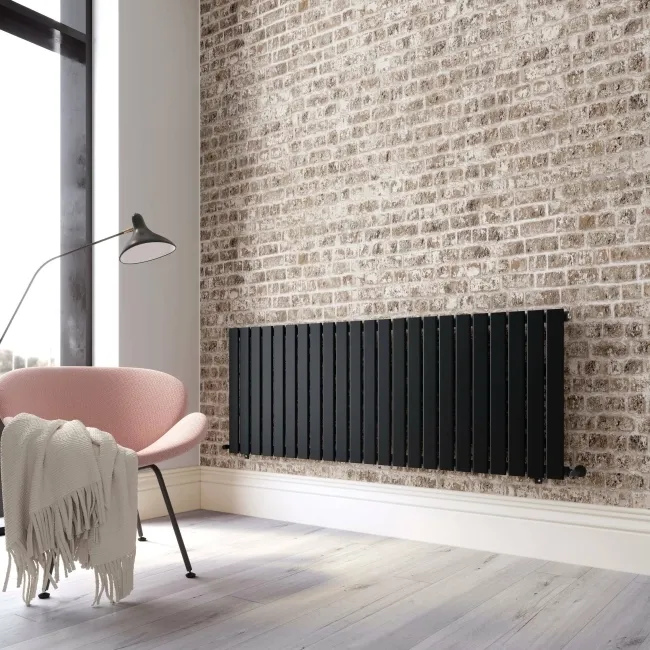 Faro Matt Black Single Flat Panel Horizontal Radiator 600x1610mm