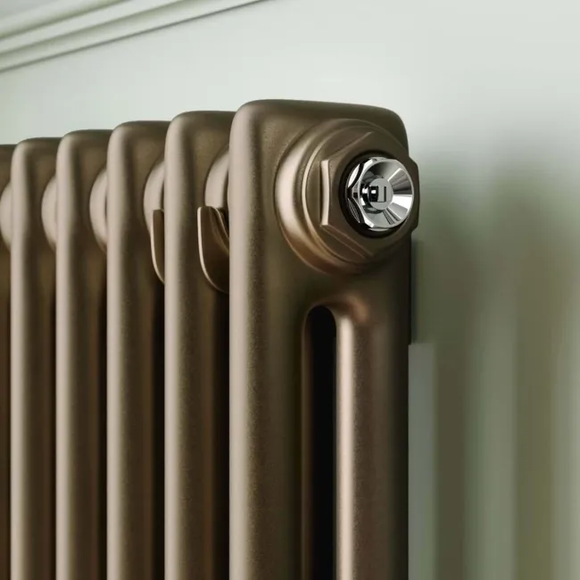 Athens Antique Gold Double Column Horizontal Traditional Radiator 600x785mm