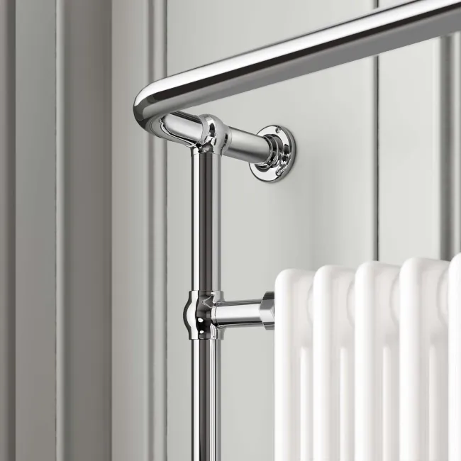 Gibraltar Wall Hung Large White Traditional Heated Towel Radiator (With Overhanging Rail)