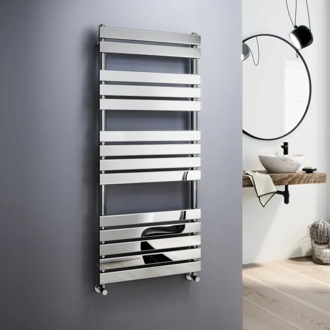 Santorini Chrome Flat Panel Heated Towel Rail 1400x600mm