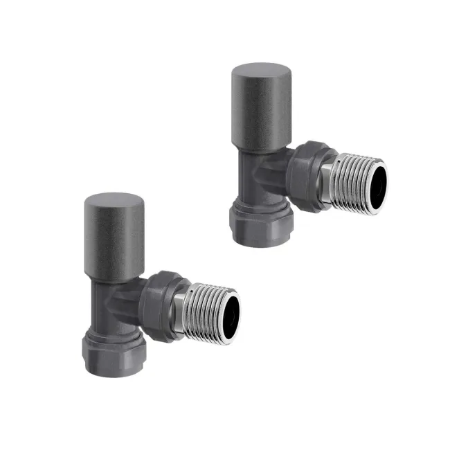 Anthracite Angled Manual Radiator Valves (Pair) Standard 15mm
