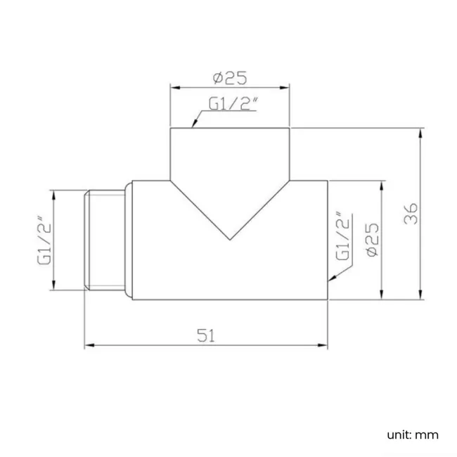 Dual Fuel Antique Gold T Piece Connector For Towel Rails & Radiators