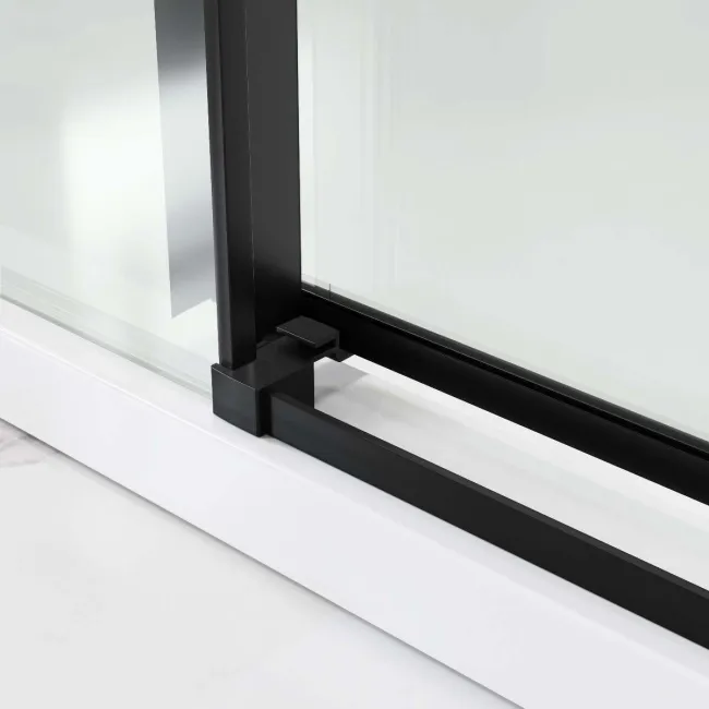 Stockholm Matt Black Easy Clean 8mm Frameless Sliding Shower Door 1400mm