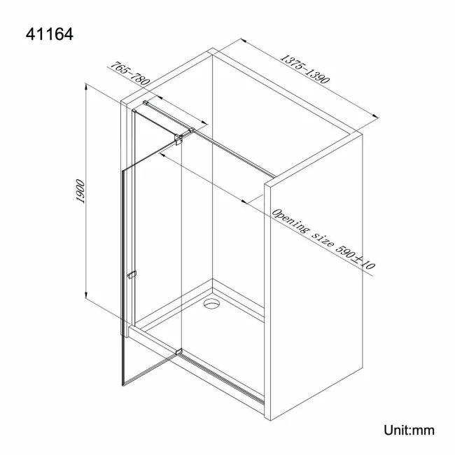 Vienna Easy Clean 8mm Hinged Shower Door 1400mm