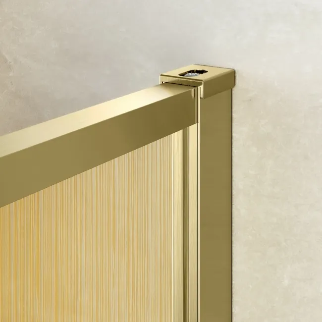 Munich Brushed Brass with Mesh Effect 8mm Wet Room Shower Glass Panel 800mm