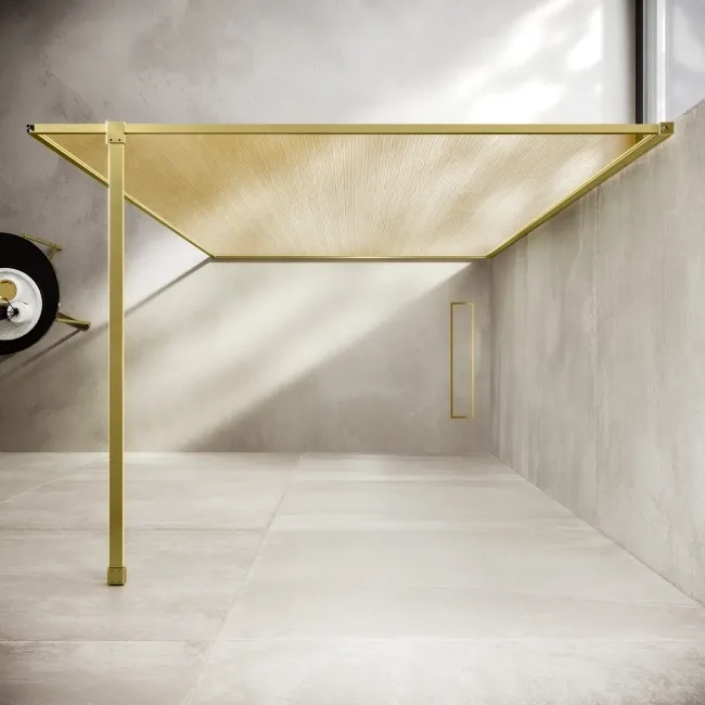 Munich Brushed Brass with Mesh Effect 8mm Wet Room Shower Glass Panel 1200mm